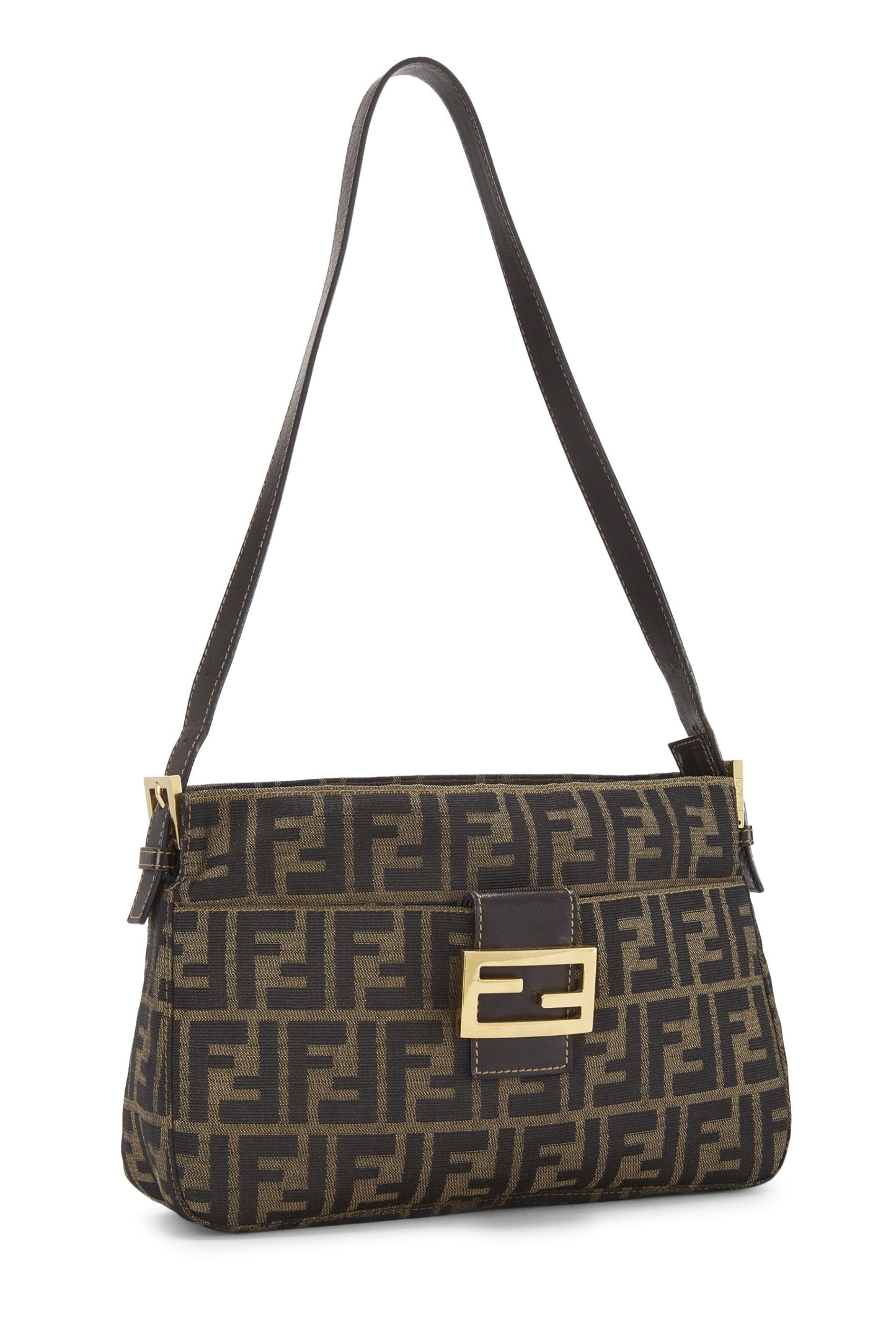 Fendi, sac à bandoulière en toile marron Zucca d'occasion, marron