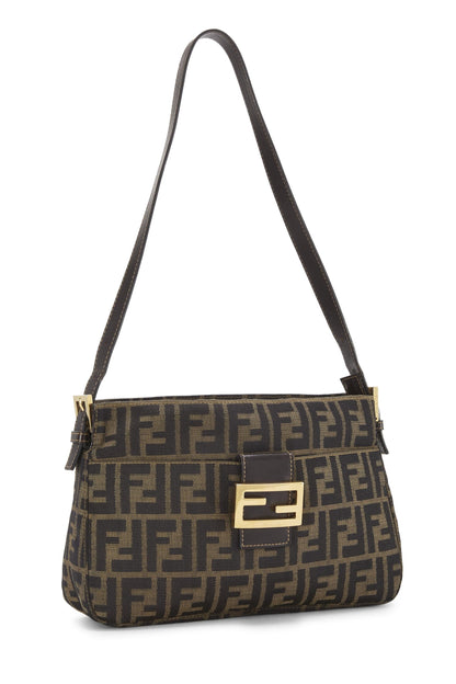 Fendi, Bolso de hombro de lona Zucca marrón Pre-Loved, Marrón