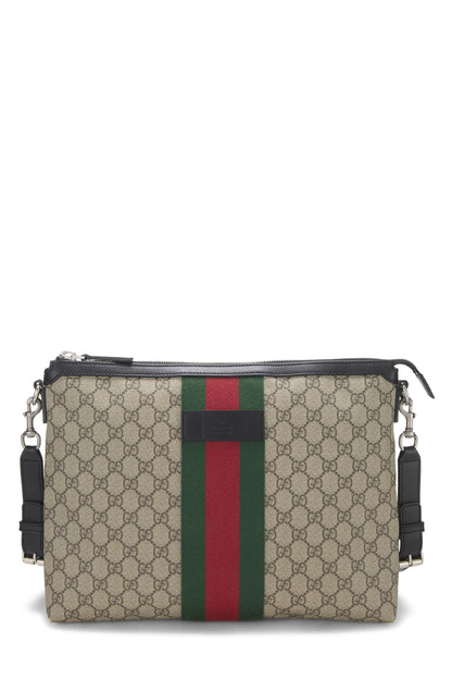 Gucci, sac messager en toile noire GG Supreme d'occasion, noir