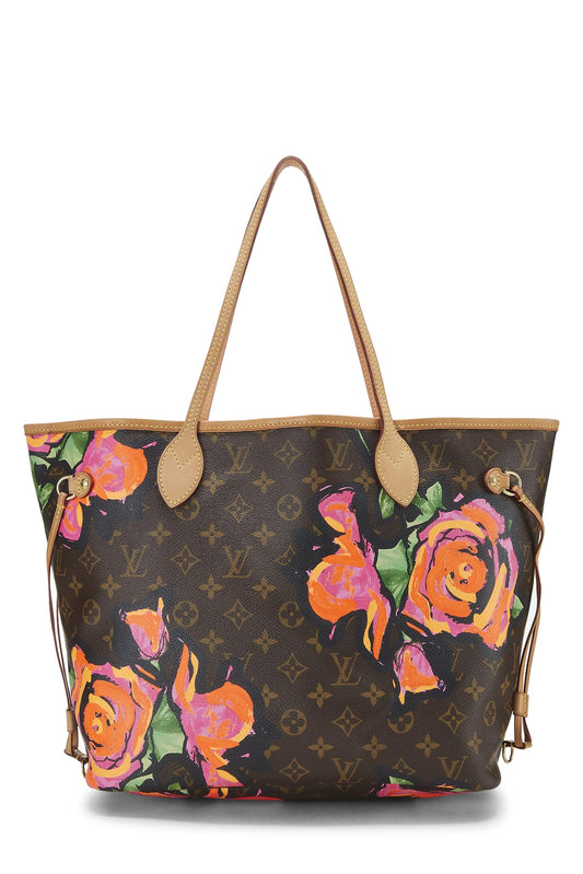 Louis Vuitton, Pre-Loved Stephen Sprouse x Louis Vuitton Monogram Canvas Roses Neverfull MM, Marrón