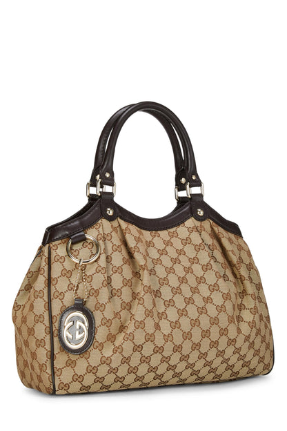 Gucci, Pre-Loved Original GG Canvas Sukey Tote, Brown