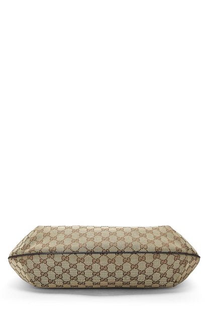 Gucci, sac messager Web en toile GG d'occasion, grand modèle, marron