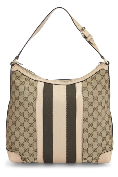 Gucci, sac hobo vintage en toile GG d'occasion de taille moyenne, rose