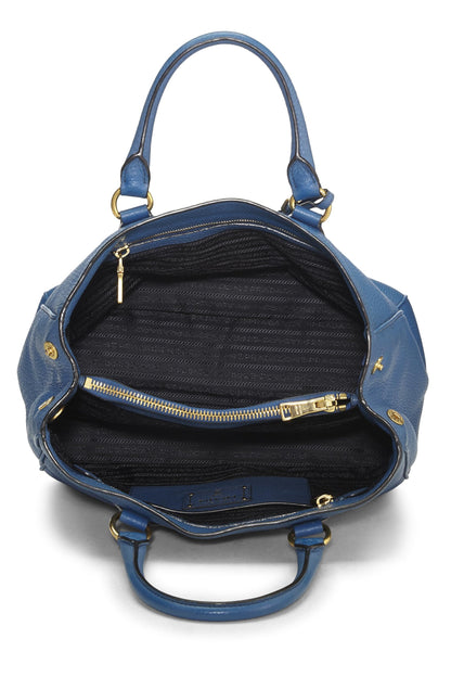 Prada, Pre-Loved Blue Vitello Daino Convertible Handbag, Blue