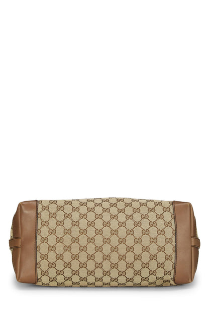 Gucci, sac fourre-tout artisanal en toile GG beige d'occasion, marron