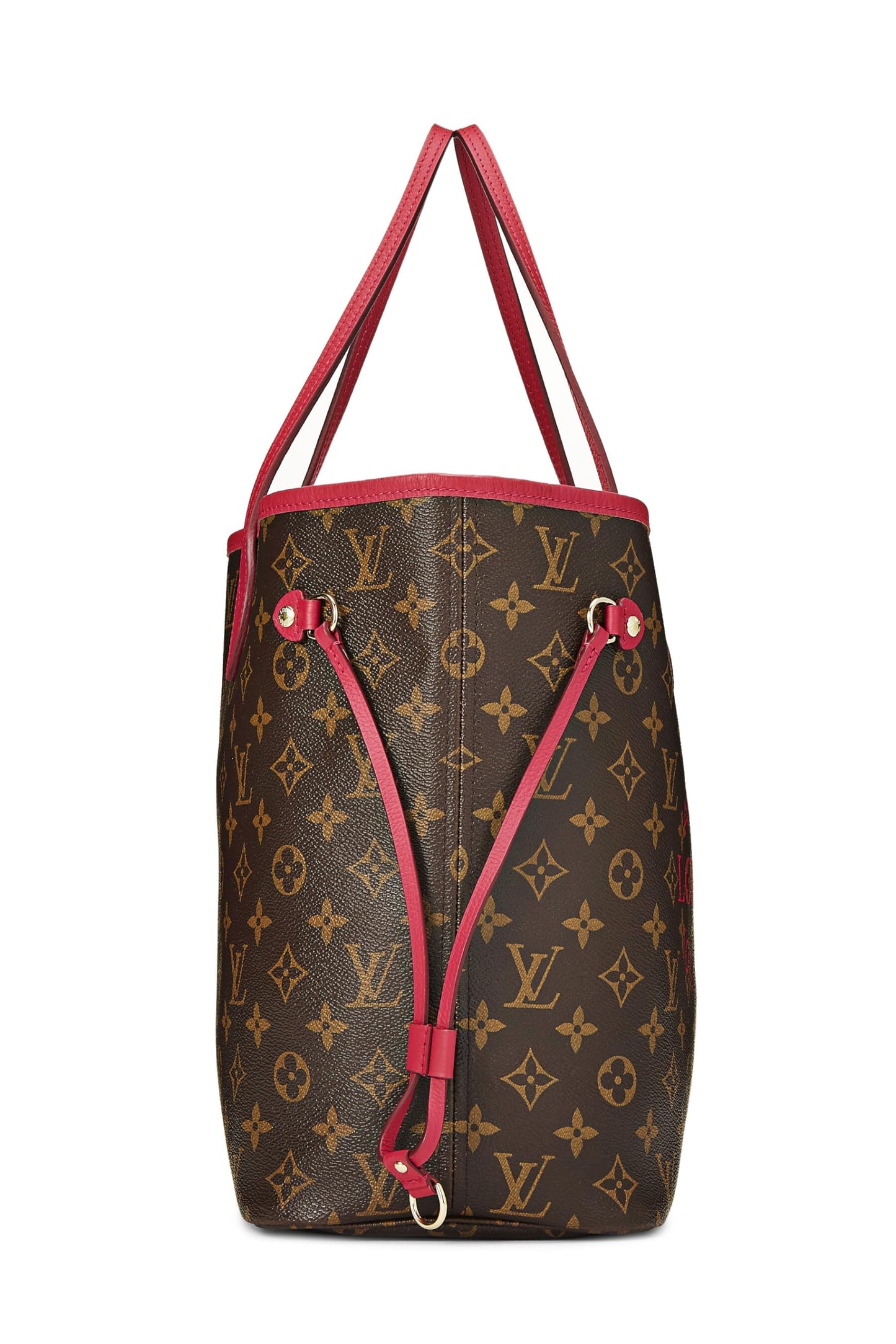 Louis Vuitton, Pre-Loved Neverfull MM de lona con monograma rosa y flor Ikat, Rosa