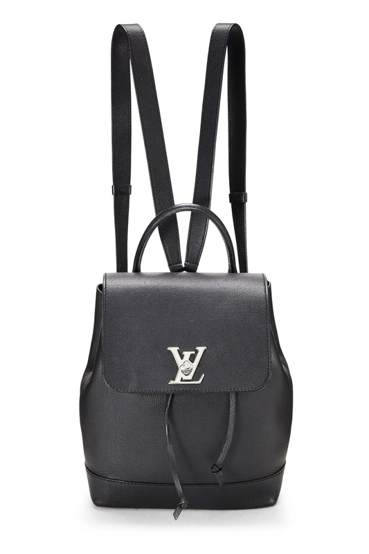 Louis Vuitton, Mochila Lock Me de cuero negro Pre-Loved, Negro