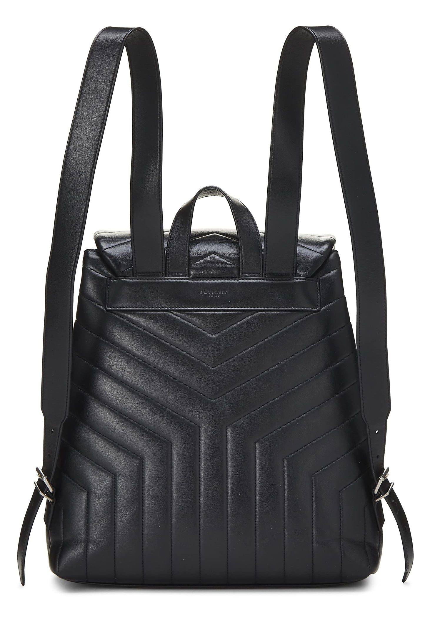 Yves Saint Laurent, sac à dos Loulou taille moyenne en cuir de veau noir monogrammé, noir