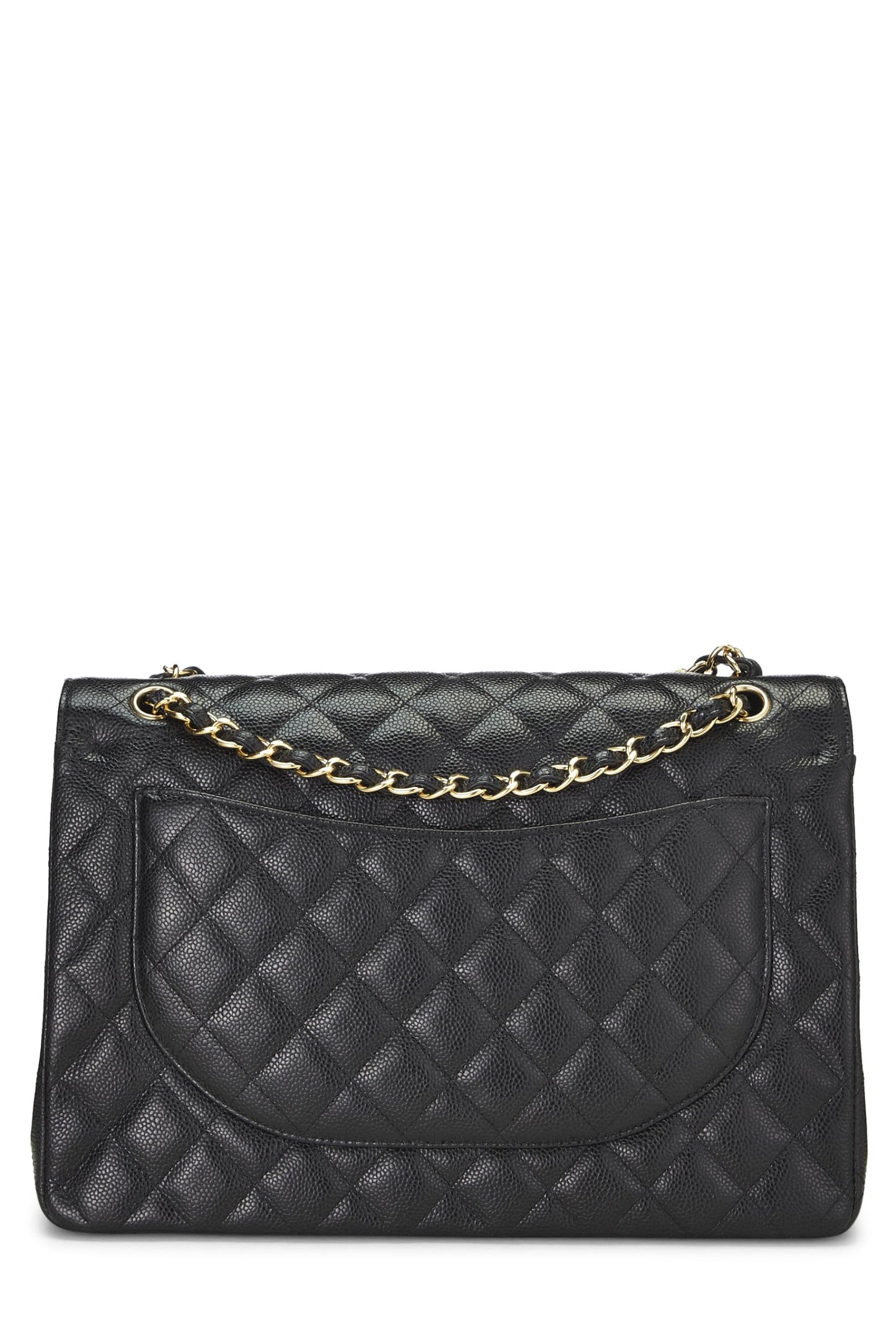 Chanel, Maxi à double rabat matelassé noir New Classic Caviar d'occasion, noir