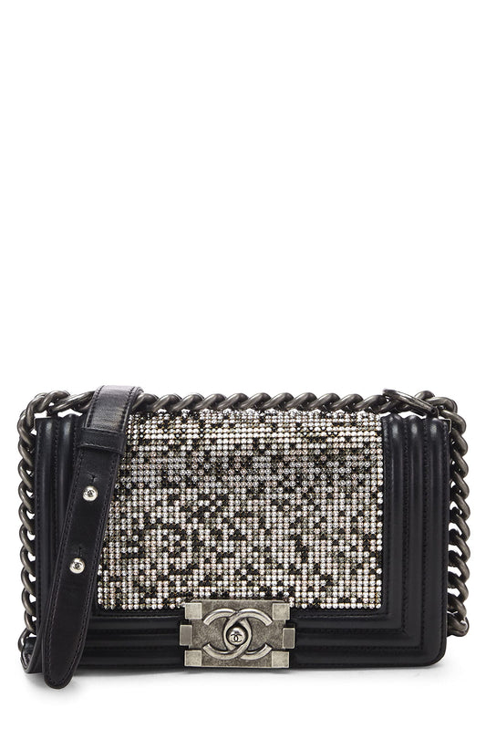 Chanel, petit sac Boy noir orné de cristaux Swarovski, d'occasion