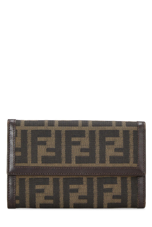 Fendi, portefeuille long en toile marron Zucca d'occasion, marron