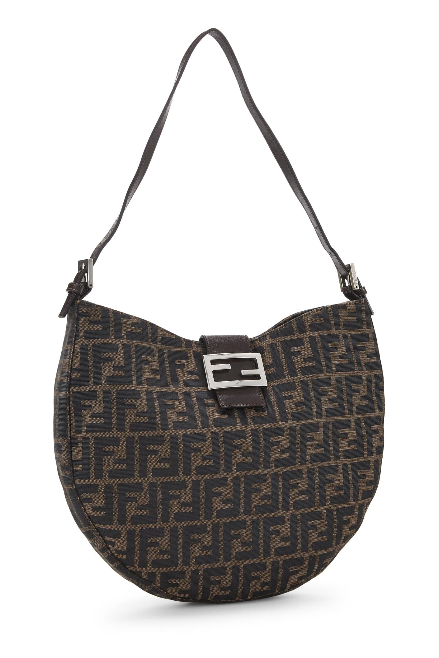 Fendi, Bolso de hombro de lona Zucca marrón Pre-Loved, Marrón