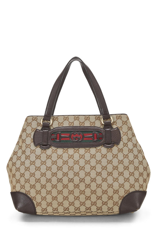 Gucci, sac fourre-tout de dressage en toile GG d'origine d'occasion, marron