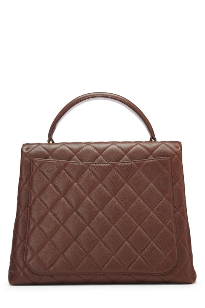 Chanel, Pre-Loved Brown Quilted Caviar Kelly, Brown