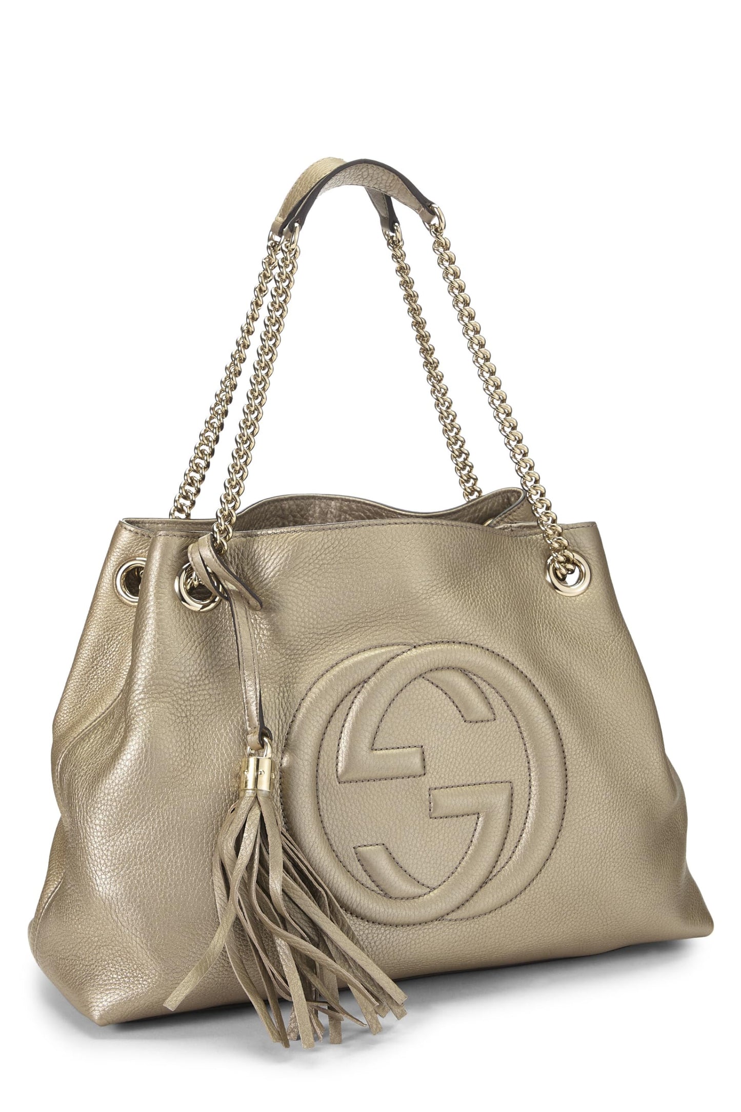 Gucci, Pre-Loved Gold Metallic Leather Soho Chain Tote, Gold