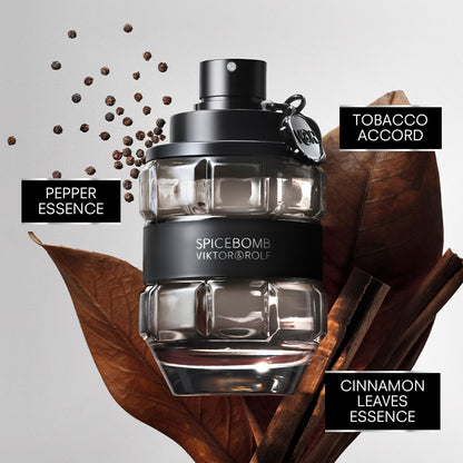 Viktor&amp;Rolf - Spicebomb Eau de Toilette - Set de regalo de colonia para hombre - Amaderada y especiada - Colonia para hombre - Con notas de cítricos y tabaco - 3 fl oz y 0,68 fl oz