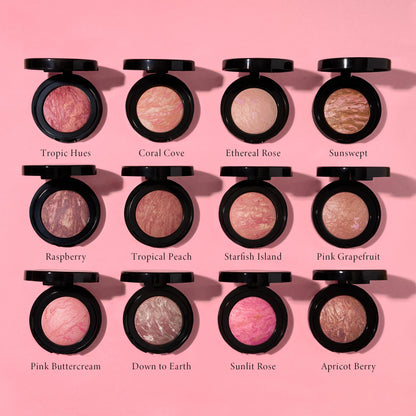 LAURA GELLER NEW YORK Rubor marmoleado Baked Blush-n-Brighten - Set de 2 pinceles para rubor en ángulo y tonos tropicales