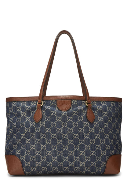 Gucci, sac fourre-tout Ophidia Medium en denim bleu GG d'occasion, bleu