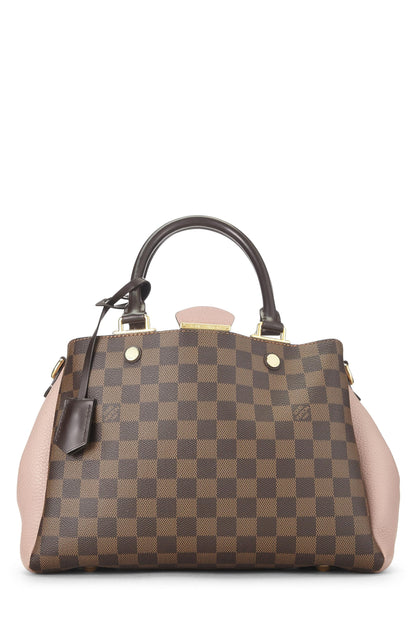 Louis Vuitton, Pre-Loved Damier Ebene Canvas & Pink Leather Brittany, Pink