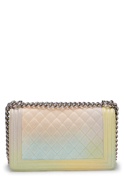 Chanel, Sac Boy matelassé Rainbow Caviar Medium d'occasion, multicolore