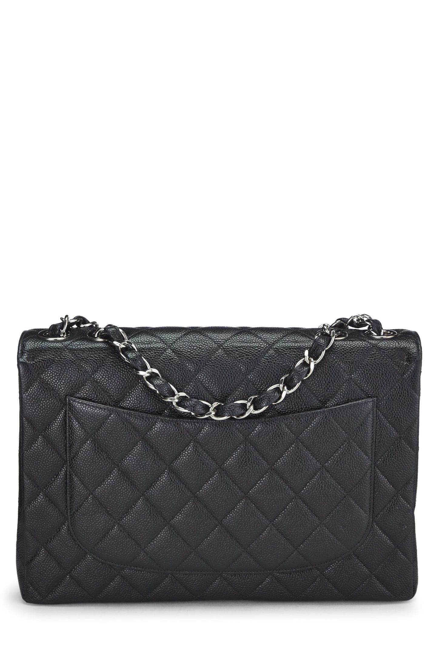 Chanel, Pre-Loved Black Quilted Caviar Half Flap Jumbo, Black