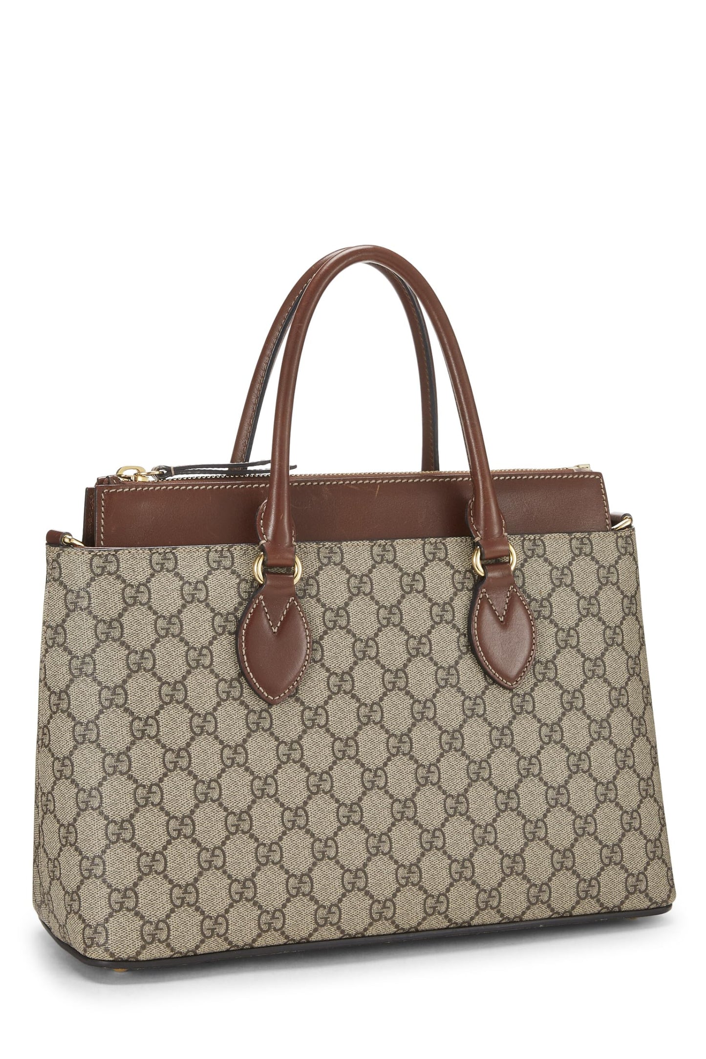 Gucci, sac fourre-tout à poignée supérieure en toile enduite GG Supreme marron d'origine d'occasion, marron