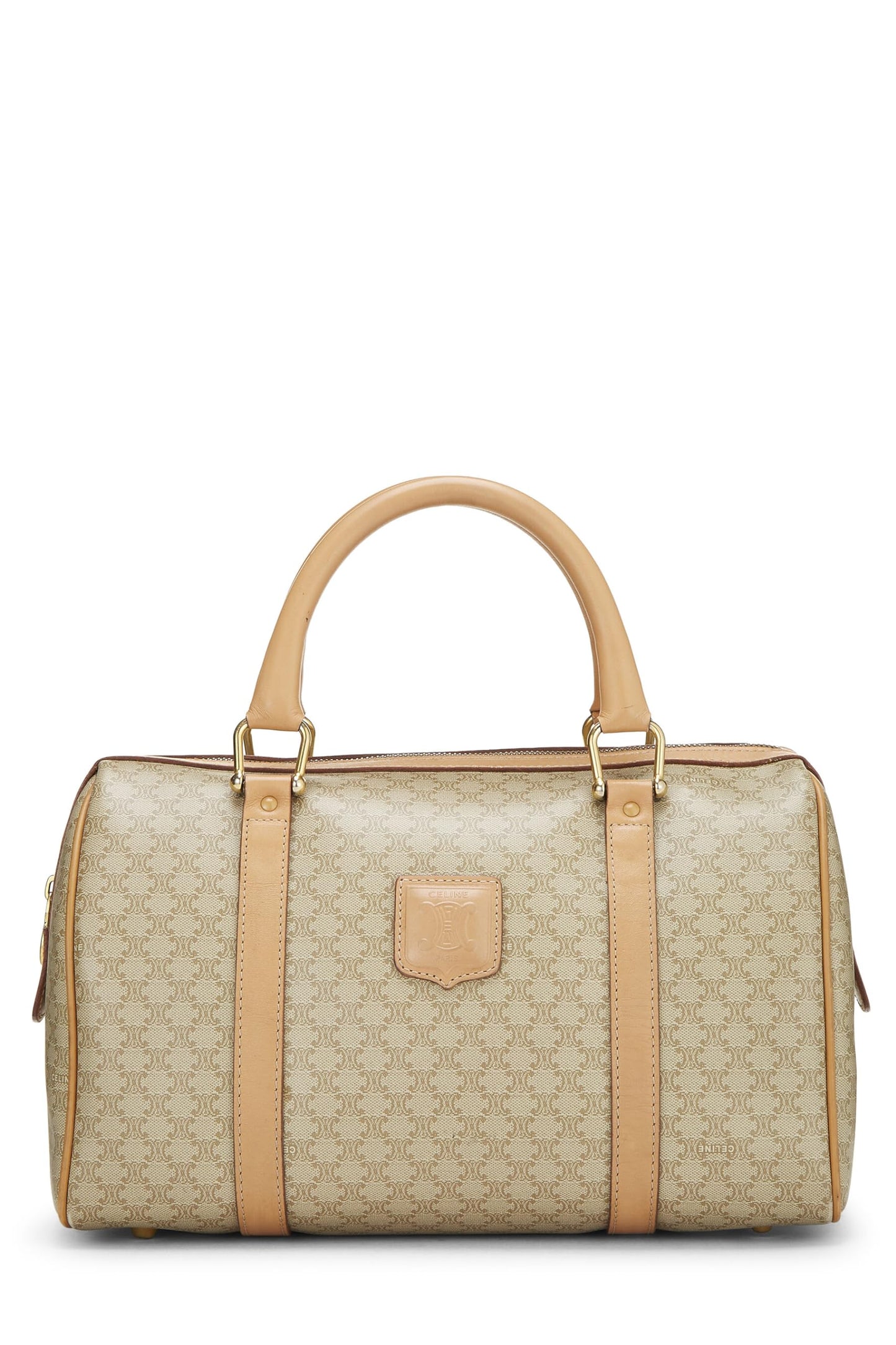 Céline, Pre-Loved Beige Macadam Coated Canvas Handbag, Beige