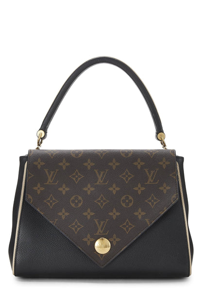 Louis Vuitton, Bolso doble V de cuero con monograma negro Pre-Loved, Negro