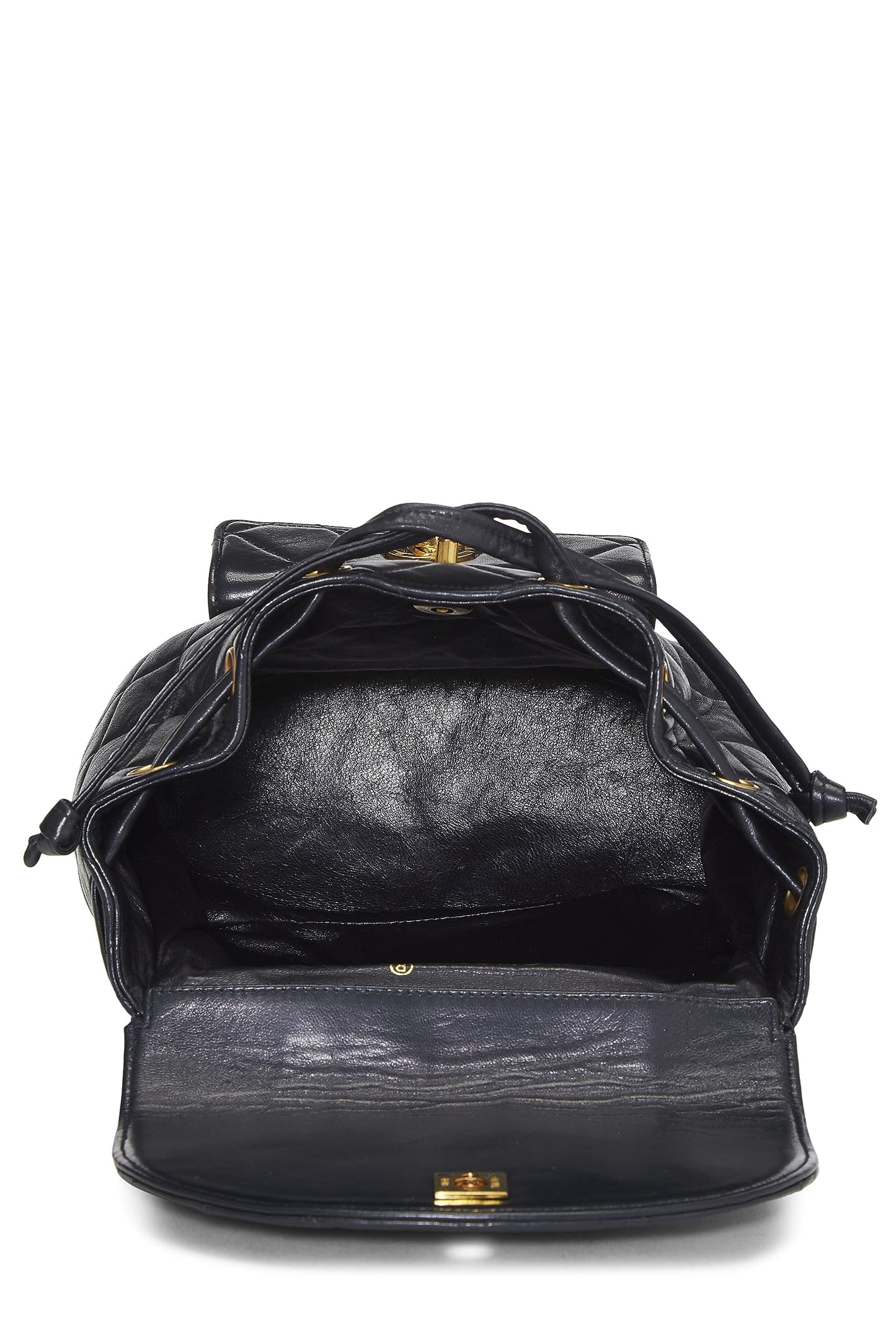 Chanel, Mochila clásica pequeña 'CC' de piel de cordero acolchada negra Pre-Loved, Negro