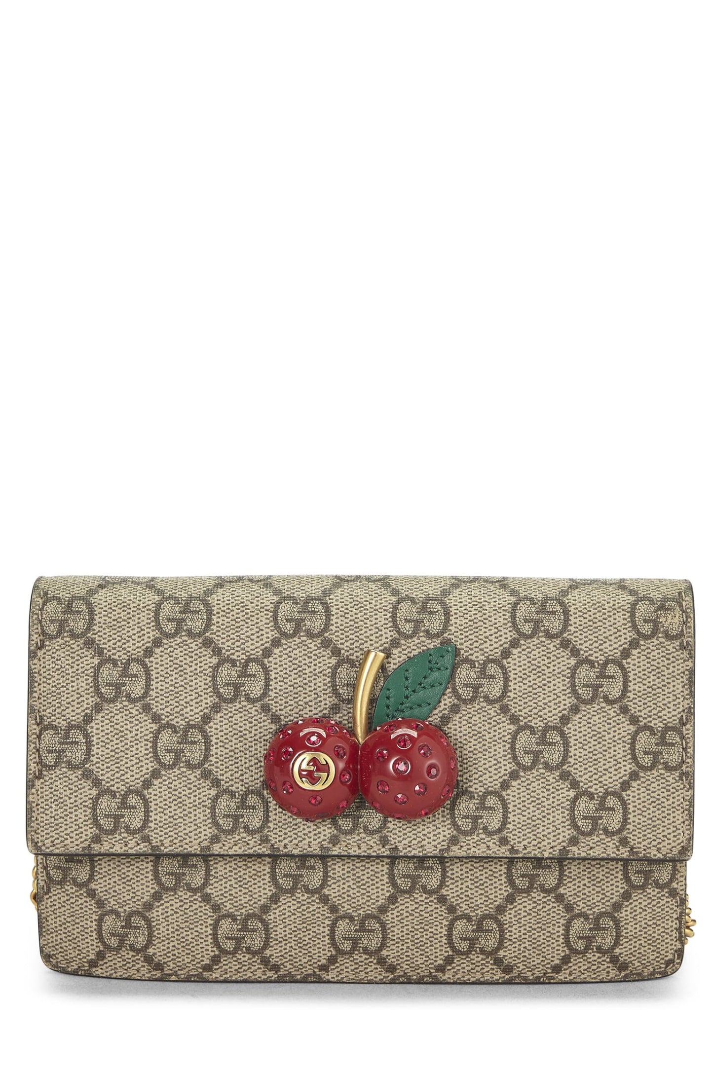 Gucci, Pre-Loved Red Original GG Supreme Canvas Cherry Convertible Clutch Mini, Red