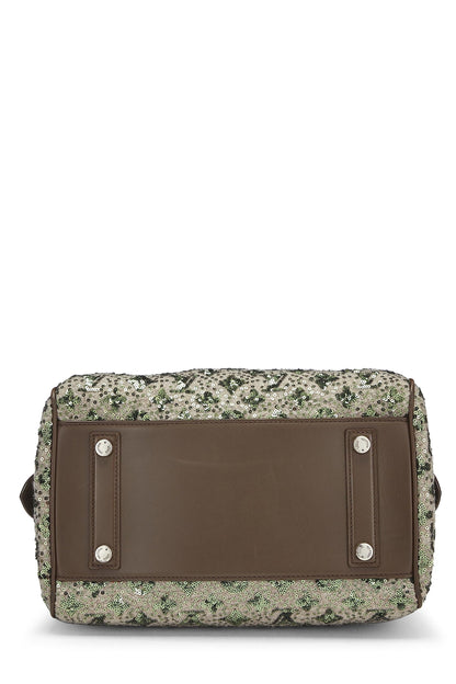 Louis Vuitton, sac Sunshine Express Speedy 30 à paillettes vert monogrammé d'occasion, vert