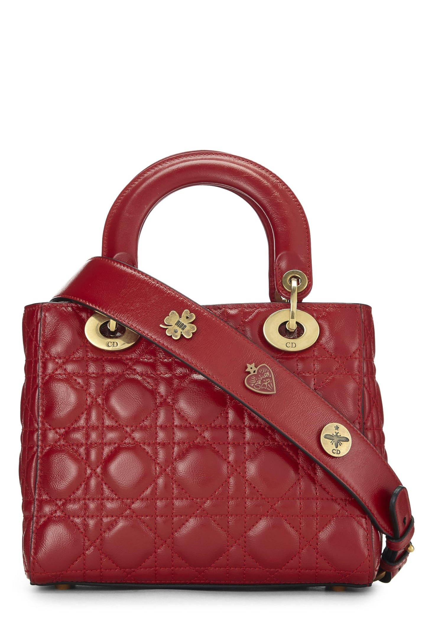 Dior, My Lady Dior Lucky Charm Small en cuir de veau rouge d'occasion, rouge