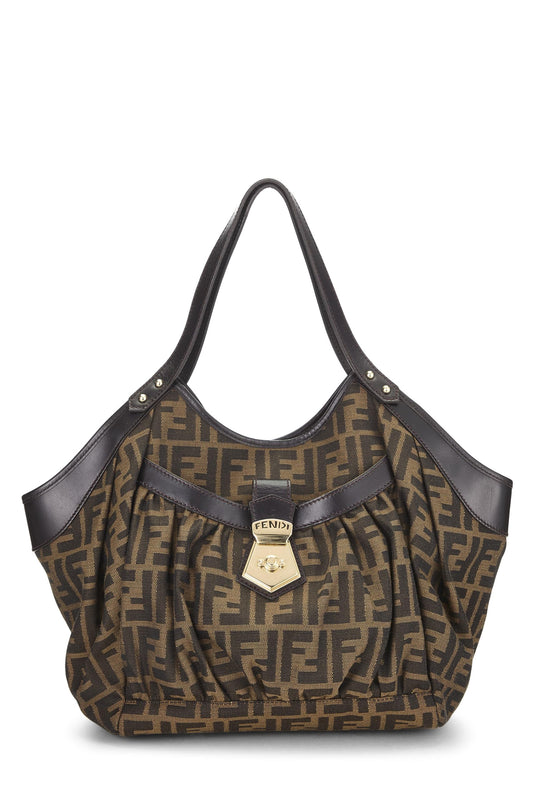 Fendi, sac fourre-tout de poche de chef en toile marron Zucca, grand modèle, d'occasion, marron