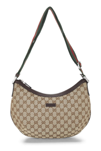 Gucci, Pre-Loved Original GG Canvas Web Round Messenger, Brown