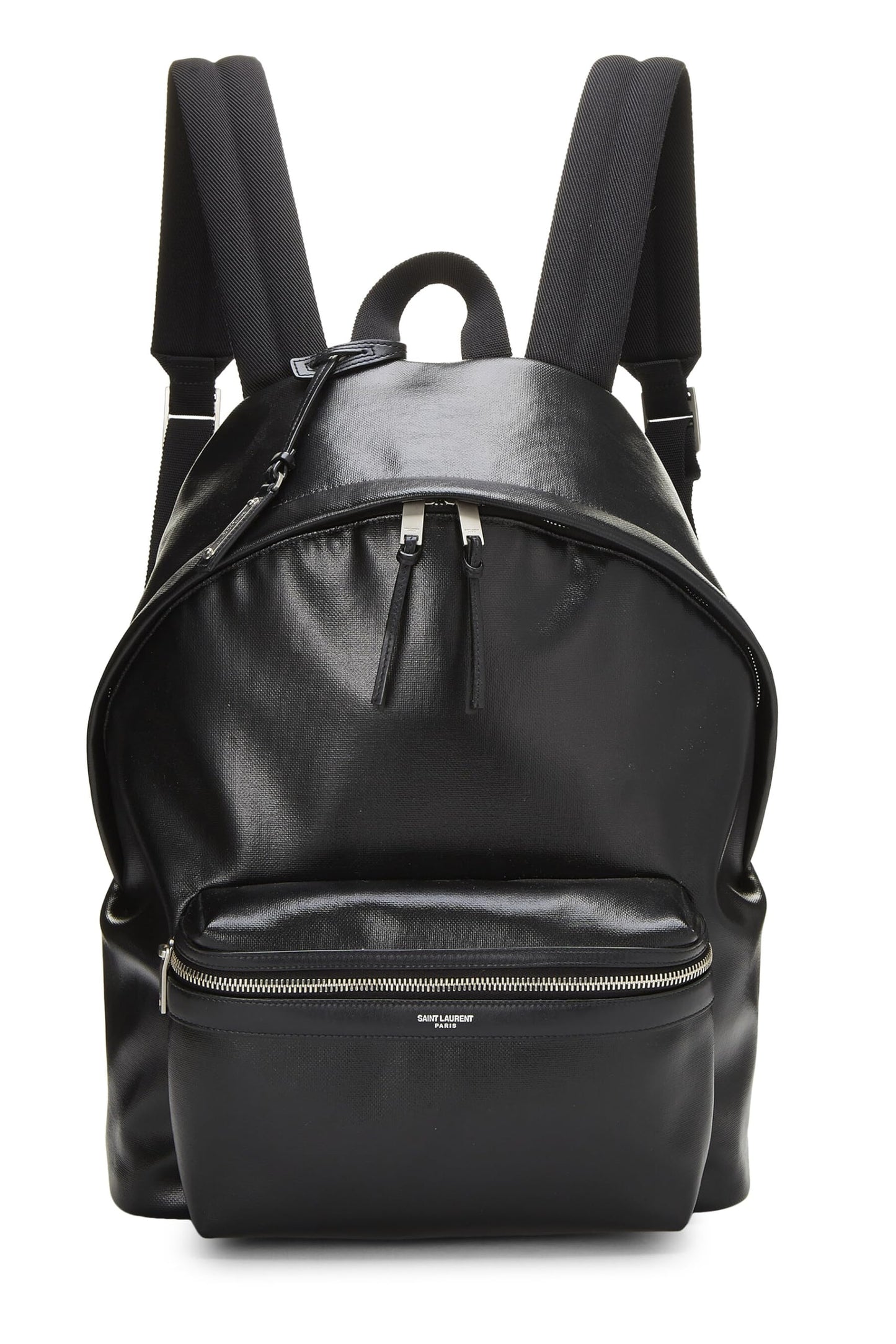 Yves Saint Laurent, Pre-Loved Black Coated Canvas City Backpack, Black