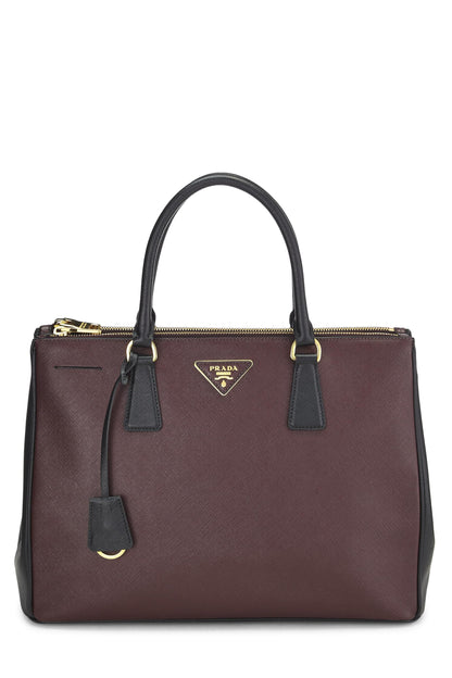 Prada, sac fourre-tout Executive moyen en saffiano bordeaux d'occasion, multicolore