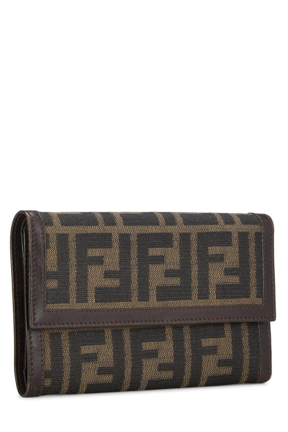 Fendi, portefeuille long en toile marron Zucca d'occasion, marron