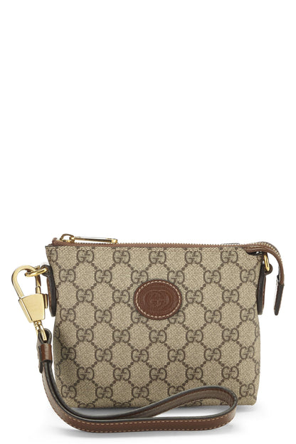 Gucci, Pre-Loved Original GG Supreme Canvas Convertible Wristlet, Brown