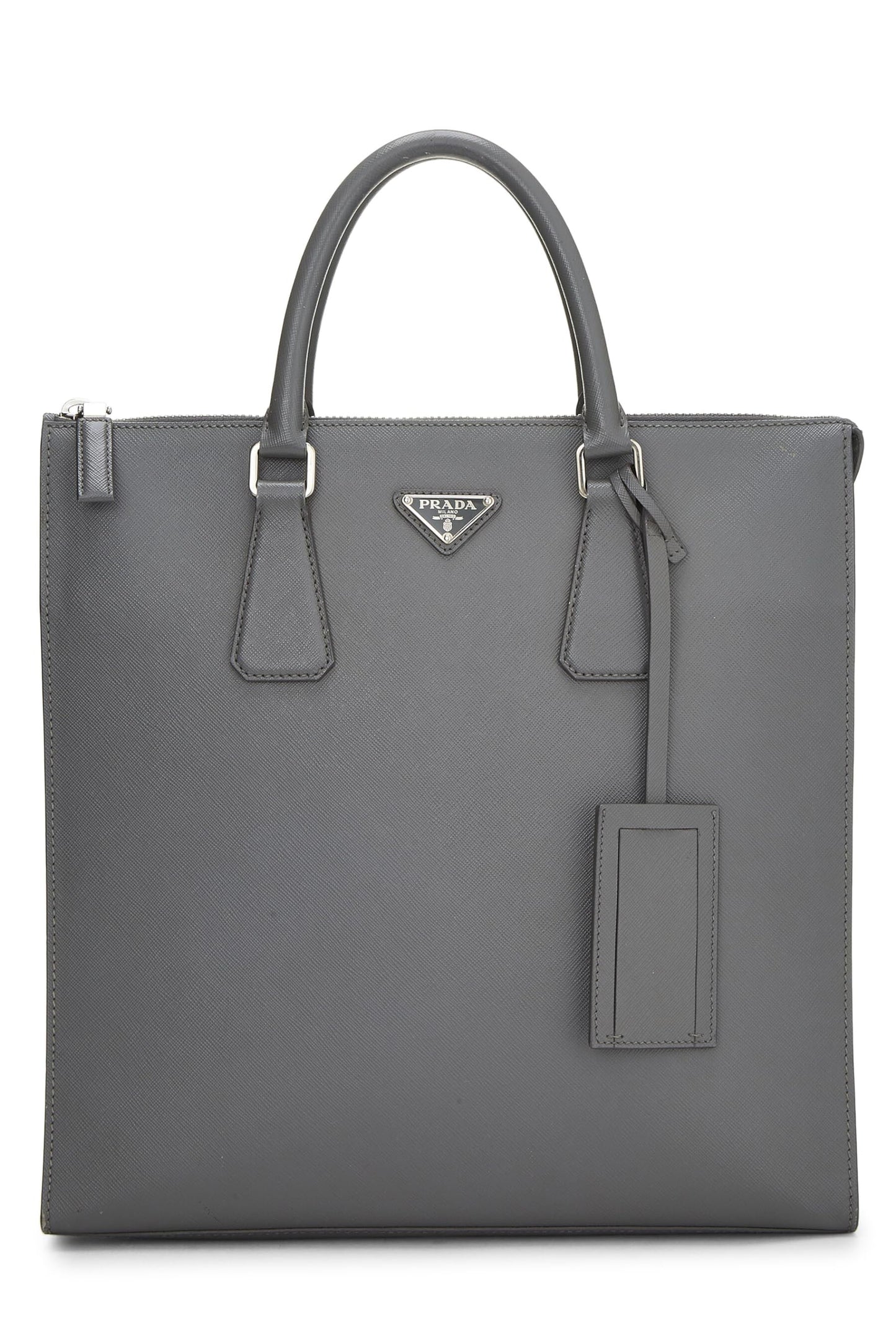 Prada, Pre-Loved Grey Saffiano Tote, Grey