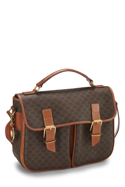 Céline, Pre-Loved Brown Coated Canvas Macadam Messenger Bag, Brown