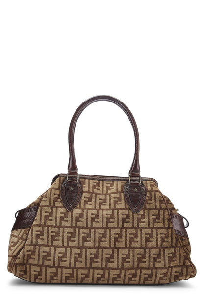 Fendi, Pre-Loved Brown Zucca Velour Bag Du Jour Medium, Brown