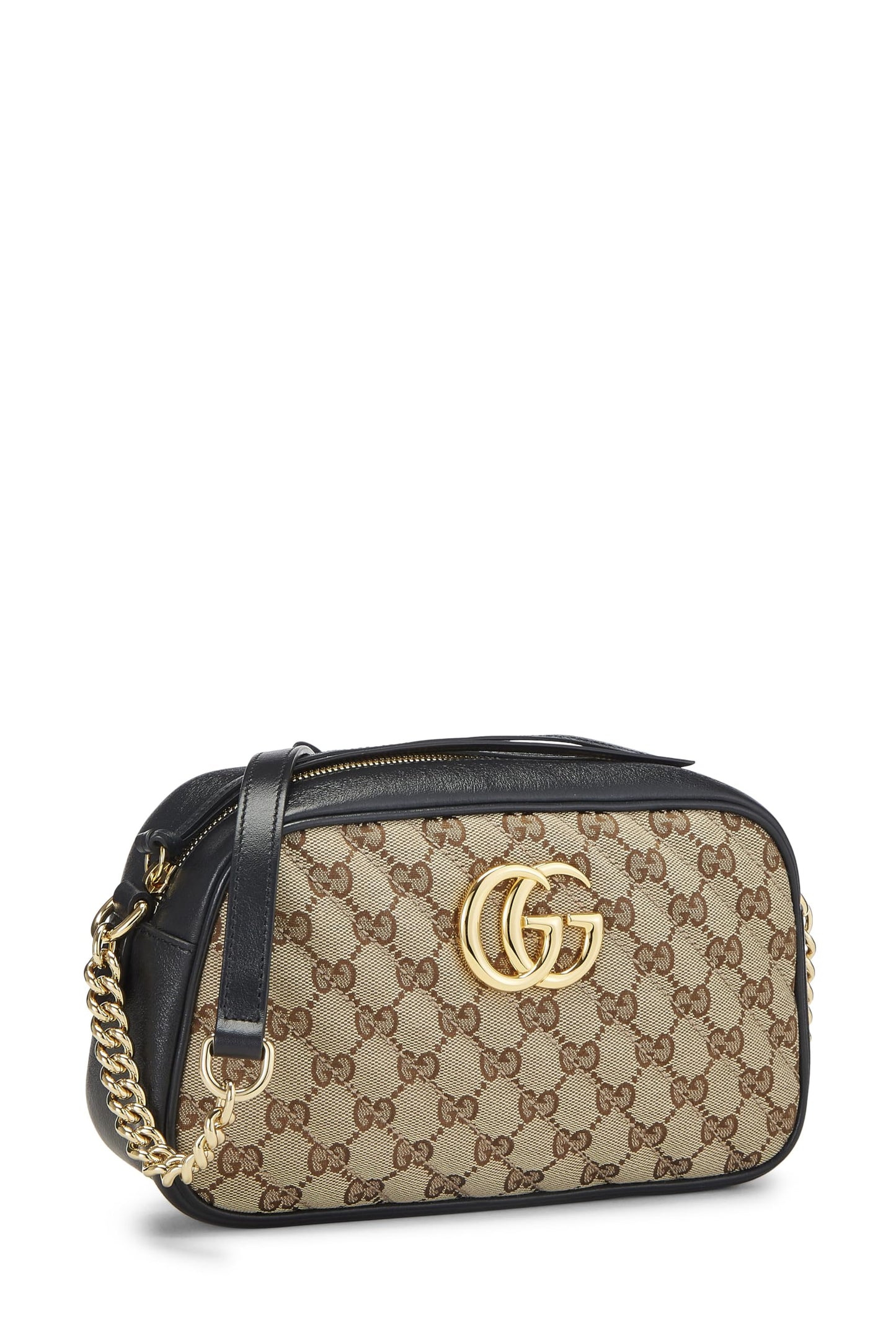 Bolso bandolera Gucci Marmont de lona GG original usado, pequeño, negro