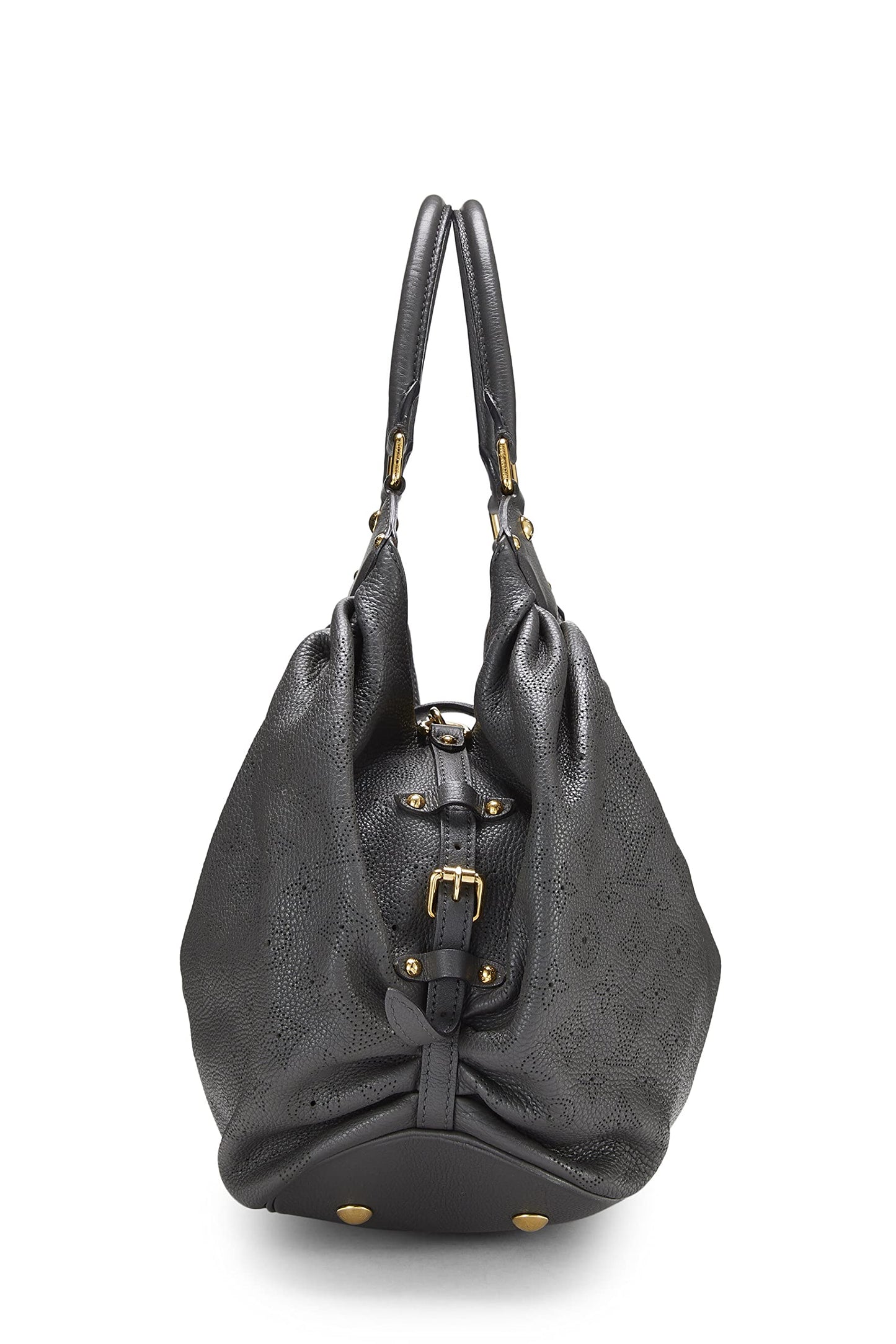 Louis Vuitton, Monograma Mahina grande de cuero negro Pre-Loved, Gris