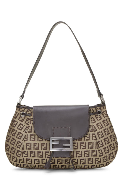 Fendi, sac à bandoulière en toile marron Zucchino d'occasion, marron