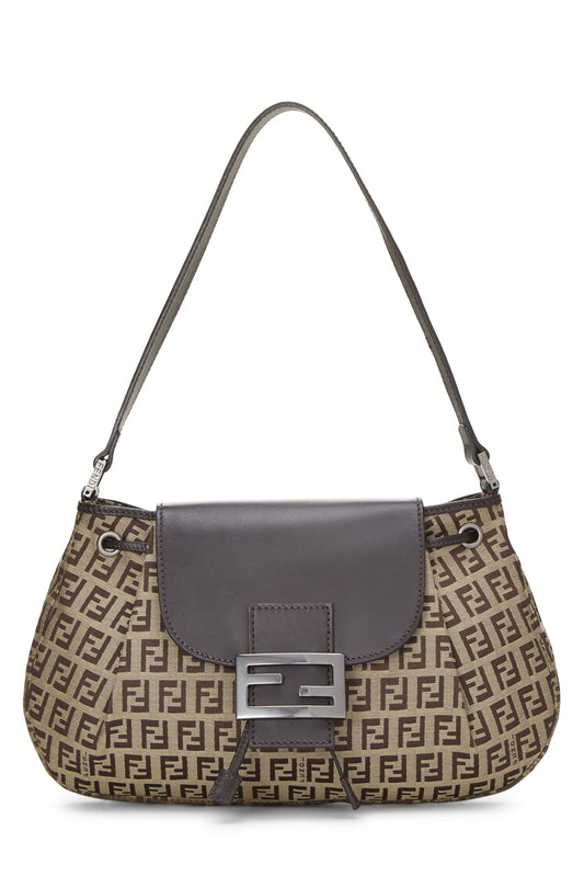 Fendi, Bolso de hombro de lona de calabacín marrón Pre-Loved, Marrón