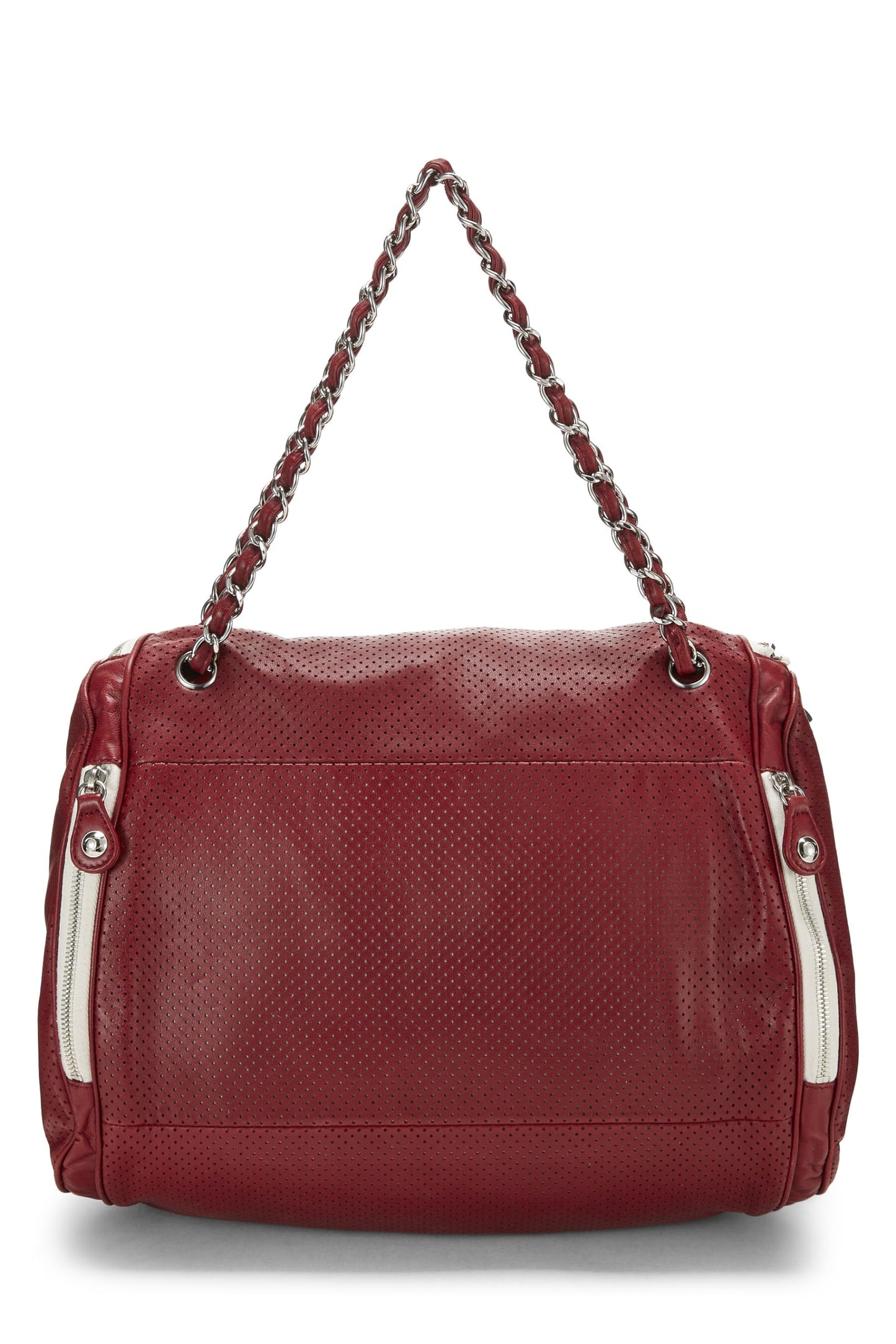 Chanel, Pre-Loved Burgundy Perforated Leather 'CC' Tote, Red