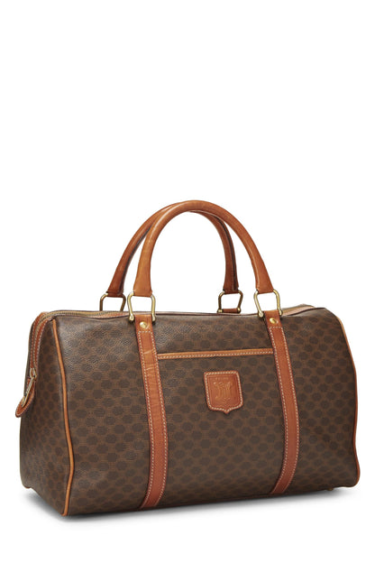 Céline, Pre-Loved Brown Coated Canvas Macadam Boston Bag, Brown