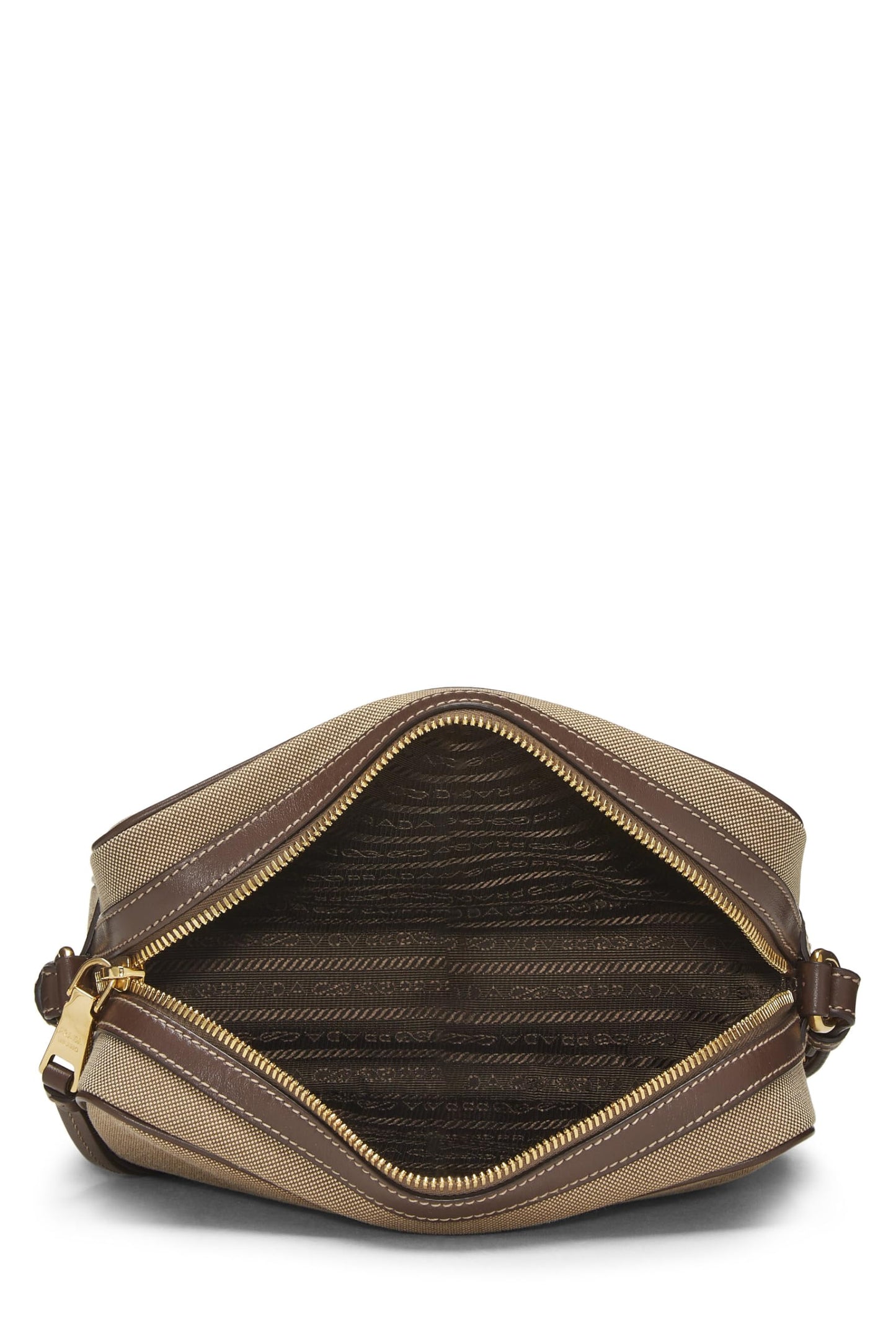 Prada, Pre-Loved Beige Canvas Logo Camera Bag, Brown