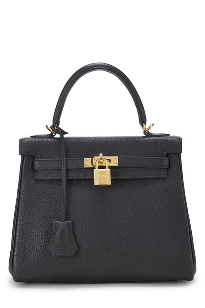 Hermès, Pre-Loved Black Togo Kelly Retourne 25, Negro