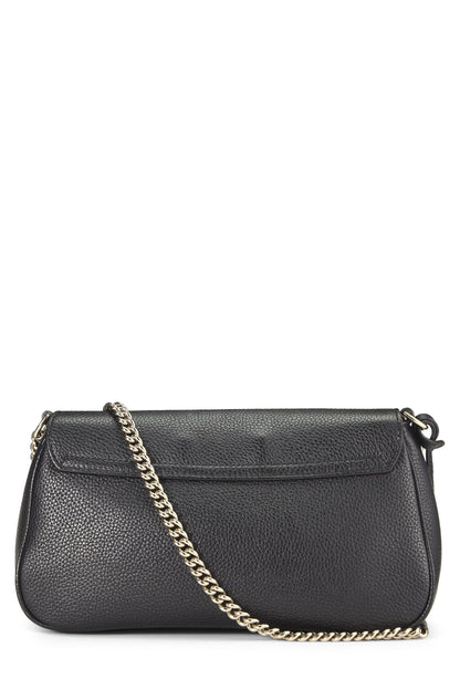 Gucci, Pre-Loved Black Grained Leather Soho Chain Flap Crossbody, Black